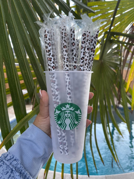 Cheetah Print Straws